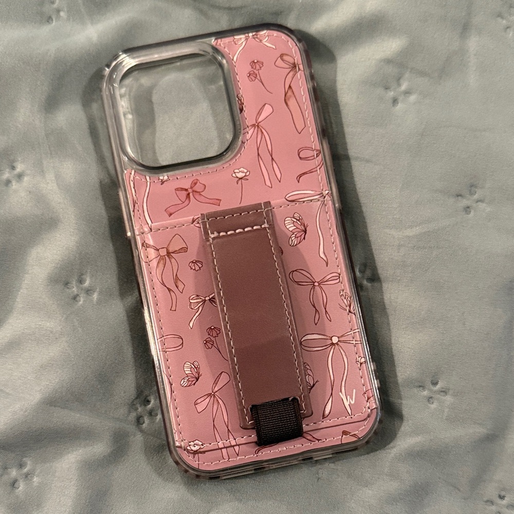 Walli iPhone 16 Pro Stylish Pink Phone Case with Stand